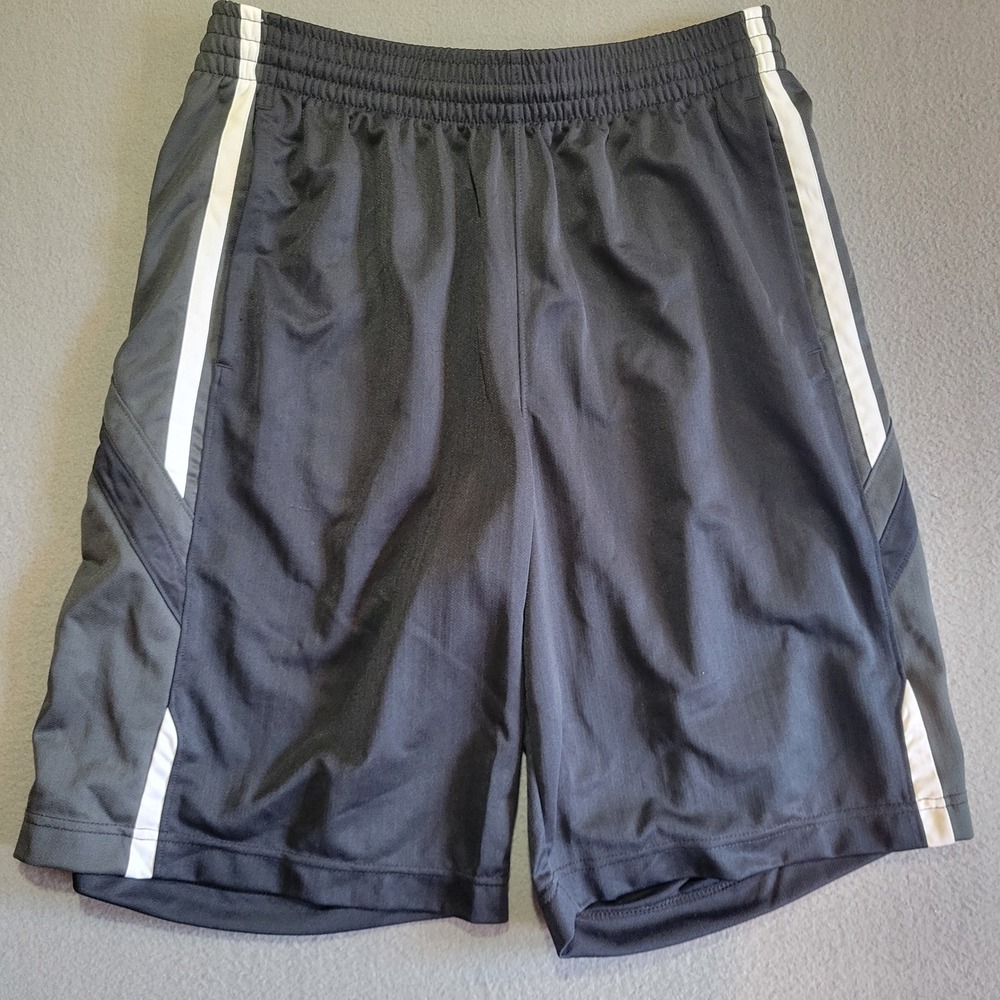 Nike Basketball Shorts Mens Large Black White Gray Striped Athletic